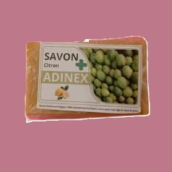 Savon citron ADINEX au beurre de karité huile essentielles de citron huile de coco et d'amande douce curcuma et plantes médicinales