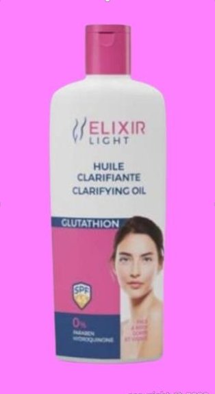 Huile ELIXIR LIGHT clarifiant concentré glutathion corps et visage activateur d'eclat 0% hydroquinone