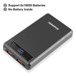 HAWEEL DIY 6 x 18650 Batterie 24 W Charge rapide Power Bank Box avec écran batterie non incluse No
