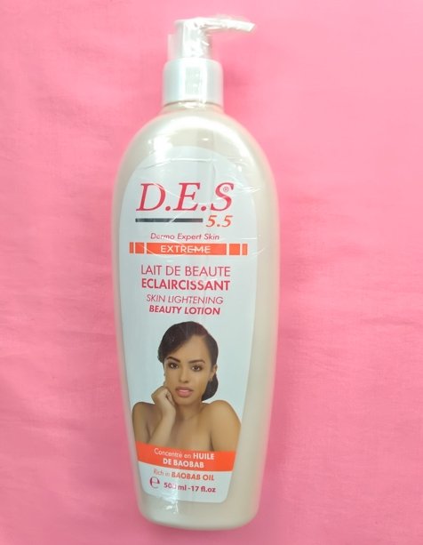 Lait de Beauté éclaircissant extreme D.E.S55 dermo expert skin concentré en huile de baobab 500ml