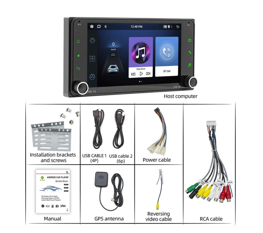 Autoradio pour Toyota Corolla Ecran 7" 2.5D Android Navigation Bluetooth FM Radio (1 + 32G)