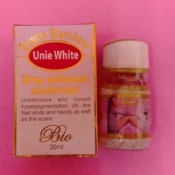 Goutte blancheur UNIE WHITE activateur d'eclat bio,efficace et corrige l'hyper pigmentation des extremités pieds et mains et les cicatrices.