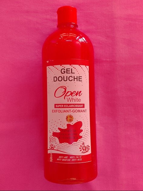 Gel douche OPEN WHITE super éclaircissant exfoliant-gommant aux extraits de collagène et vitamine E