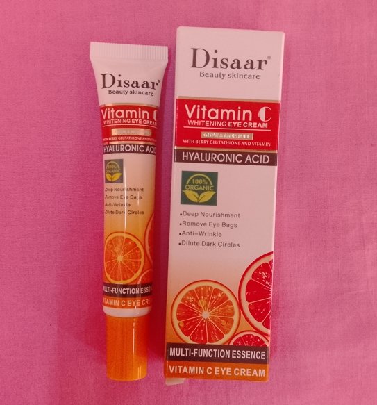 Crème contour des yeux blanchissante à la vitamine C DISAAR soins de beauté avec glutathione et acide hyaluronique