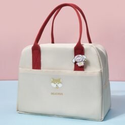 Sac à lunch thermique portable épais, sac à bento étanche de grande capacité avec badge