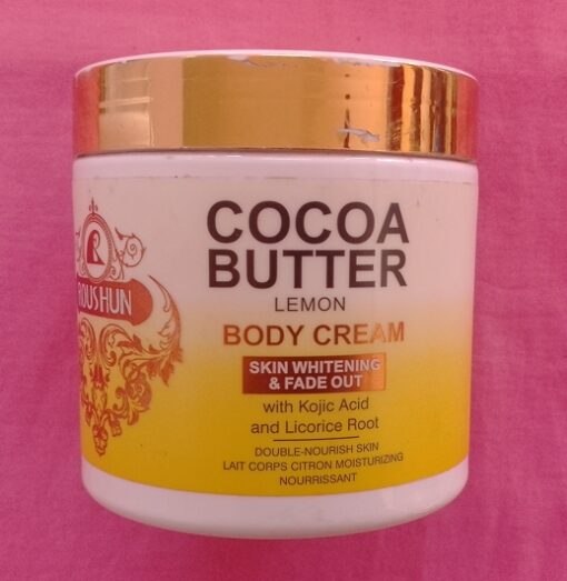 Crème corporelle éclaircissant et estompant la peau au beurre de cacao et au citron ROUSHUN