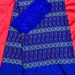 Tissu brodé en coton couleur bleu foncé