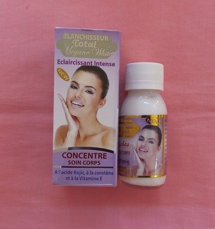 Concentré soin corps éclaircissant intense blanchisseur total MEGANE WHITE à l'acide kojic, à la carotène et à la vitamine E