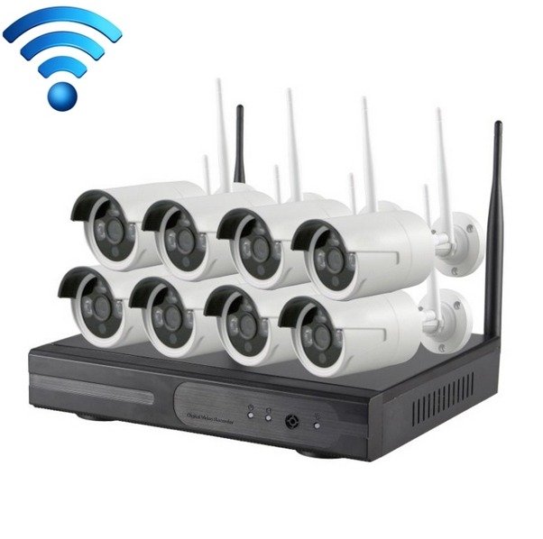 Kit caméra IP bullet WiFi 2,4 GHz K9608W-PE2013W 8 canaux HD 960p 1,3 mégapixels + NVR