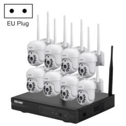 ESCAM WNK718 HD 3,0 millions de pixels à 8 canaux sans fil + 8IPC Système de sécurité NVR sans fil, Plug