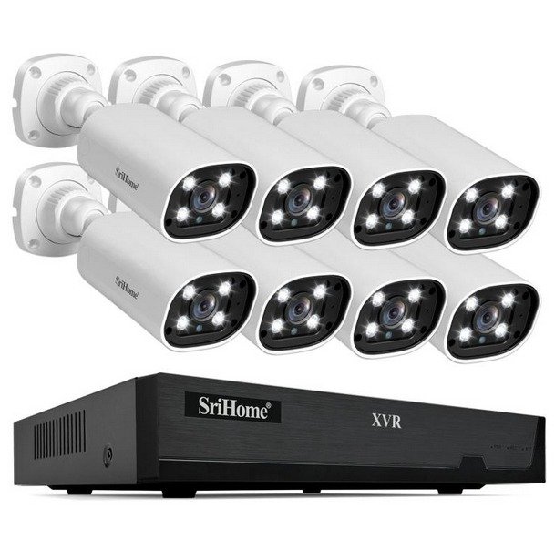 SriHome NVS008-AHD006 Kit enregistreur vidéo réseau XVR 2MP HD 8 canaux (prise UE)