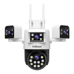 Caméra de sécurité à quatre objectifs HD 8MP SriHome SH066, prise en charge de la vision nocturne en couleur / audio bidirectionnel (prise UE)