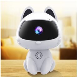 Caméra de surveillance connectée K9 Cute Pets, avec vision nocturne, détection vocale bidirectionnelle et détection de mouvement (blanche)