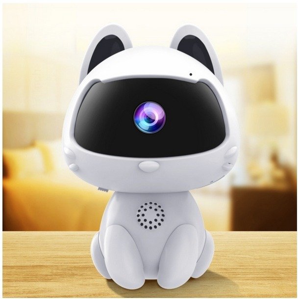 Caméra de surveillance connectée K9 Cute Pets, avec vision nocturne, détection vocale bidirectionnelle et détection de mouvement (blanche)