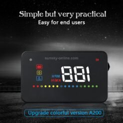 Alternative view of A200 OBD2 3,5 pouces système de sécurité d'affichage tête haute monté sur véhicule, prise en charge de la vitesse de la voiture / affichage de la vitesse de rotation du moteur / température de l'eau / tension