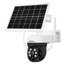 Caméra de sécurité sans fil SriHome DH006 4MP 2K à faible consommation avec panneau solaire blanc
