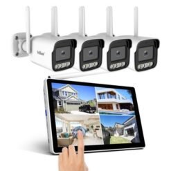 Kit caméra Wi-Fi SriHome NVS010-IPC065 5 MP HD 4 canaux avec écran tactile 10,1 pouces (prise UE)