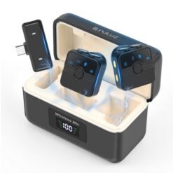 Microphone sans fil à cravate magnétique PULUZ avec boîtier de chargement, récepteur RX Type-C et 2 microphones TX