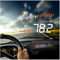 Affichage tête haute universel X5 HUD 3 pouces pour plusieurs véhicules avec système OBDII EOBD, capteurs de lumière, vitesse de rotation, unité de vitesse de rotation, indication d'unité, tension, température de l'eau, indicateur d'alarme
