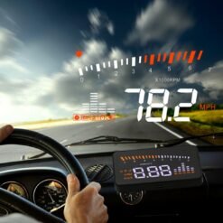X5 HUD Affichage tête haute universel multi-voitures de 3 pouces avec système OBDII EOBD, capteurs de lumière, vitesse de rotation, unité de vitesse de rotation, marque d'unité, tension, température de l'eau, marque d'alarme (noir)