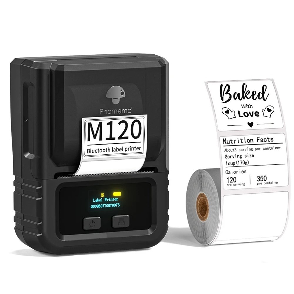 Phomemo M120 étiqueteuse code-barres imprimante Bluetooth Machine d'étiquettes thermique (noir)