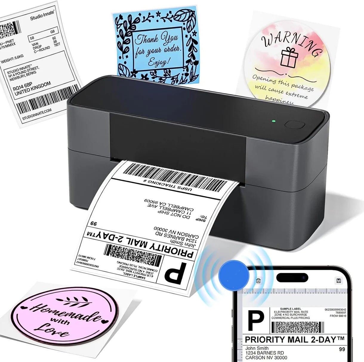 Phomemo PM245-BT imprimante d'étiquettes d'expédition Bluetooth prend en charge les étiquettes largeur 1-4.6 pouces (prise ue)