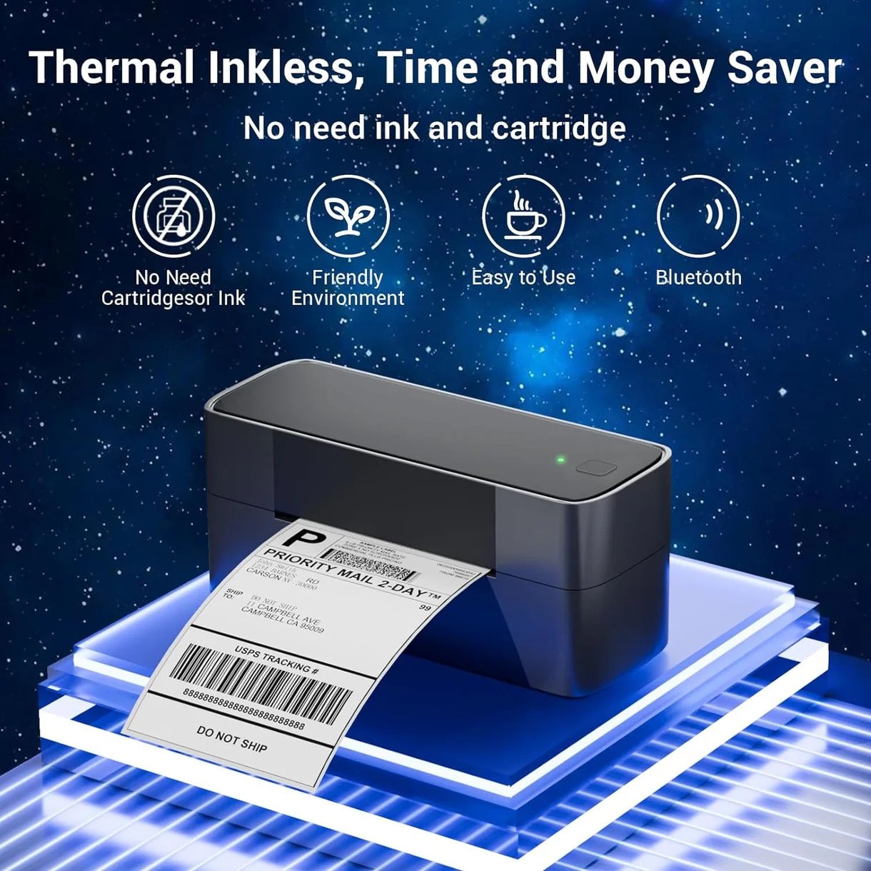 Phomemo PM245-BT imprimante d'étiquettes d'expédition Bluetooth prend en charge les étiquettes largeur 1-4.6 pouces (prise ue) – Image 2