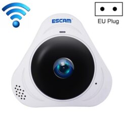 Caméra IP WiFi ESCAM Q8 960P 360° avec objectif fisheye 1,3 M, détection de mouvement/vision nocturne, portée infrarouge : 5-10 m, prise UE