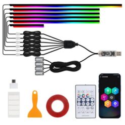 Éclairage d'ambiance coloré pour l'intérieur de votre voiture, contrôlé par application mobile LED acrylique modifiée, USB éclairage de plancher (10 en 1)