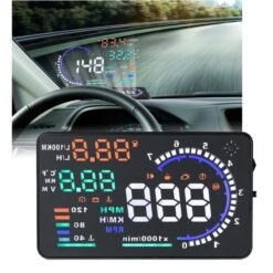 Système d'affichage tête haute (HUD) OBDII A8 de 5,5 pouces pour voiture : projecteur monté sur véhicule avec LED, affichage de la consommation de carburant, alarme de survitesse, température d'eau et diagnostic des pannes.