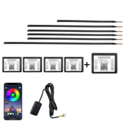 Bande lumineuse décorative LED acrylique colorée 6 en 1 pour voiture, dissimulée, créant une ambiance lumineuse.