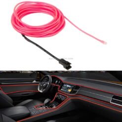 Bande lumineuse de voiture flexible ronde imperméable avec conducteur pour la décoration de voiture, longueur: 5 m (rose)