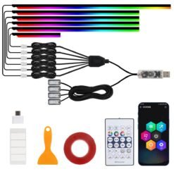 Éclairage d'ambiance LED acrylique USB coloré pour intérieur de voiture, 3 applications de contrôle à distance, spécifications : 110 cm + 75 cm x 4 + 35 cm + 4 lampes de pied, 10 en 1
La commande du jour avant 6PM (GMT+8) sera expédiée le même jour