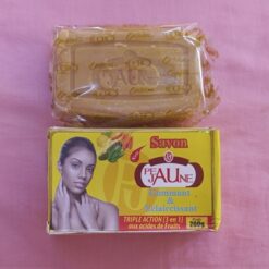 Savon gommant et éclaircissant PEAU JAUNE triple action 3 en 1 aux acides de fruits