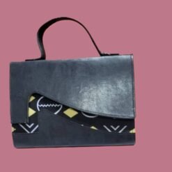 Sac en cuir porte document motif bogolan BOUBA CREATION