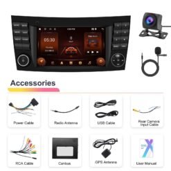 Alternative view of Autoradio Bluetooth 2 + 64G, écran horizontal 7 pouces, CarPlay, commande centrale intégrée, pour Mercedes-Benz W211, E200, E220, CLS350, CLS500. Spécifications : standard, AHD, microphone.