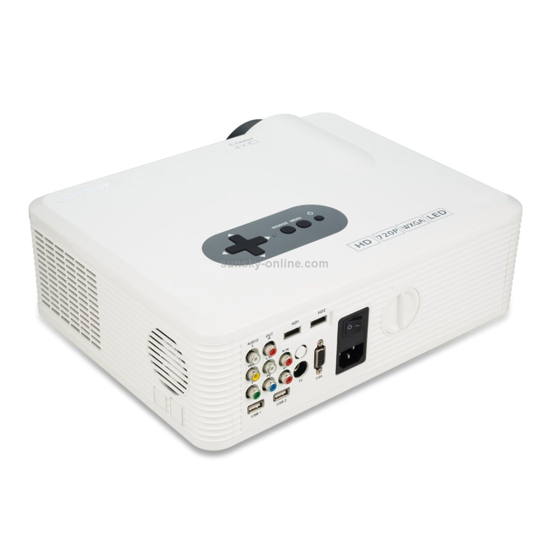 Projecteur LED Home Cinéma CL720 3000LM 1280x800 avec télécommande, prise en charge HDMI, VGA, YPbPr, vidéo, audio, TV, Interfaces USB (blanc) – Image 3