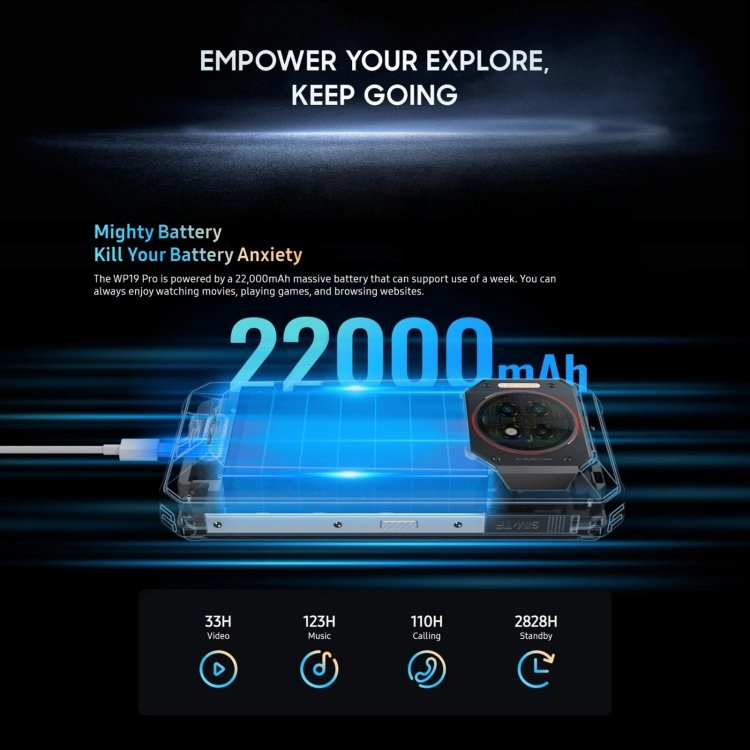 Oukitel WP19 Pro, 8 Go + 256 Go, 6,8 pouces MediaTek Helio G99 Octa-core, NFC, réseau : 4G (noir – Image 3
