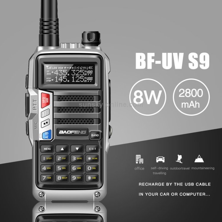 Baofeng BF-UV5R Plus S9 FM Interphone Talkie-walkie portable, prise américaine (noir – Image 6