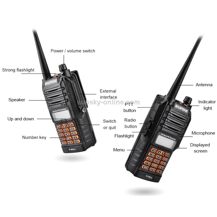 BaoFeng BF-UV9Rplus 8W antenne portable radio double bande étanche talkie-walkie, prise UE – Image 4