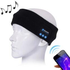 Bandeau de musique de sport sans tête Bluetooth tricoté avec micro pour iPhone / Samsung et autres appareils Bluetooth (noir