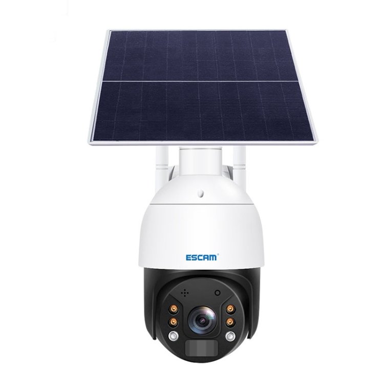 ESCAM QF724 3MP 24h Enregistrement Cloud Storage PT 4G PIR Alarme Caméra IP avec Panneau Solaire Ba