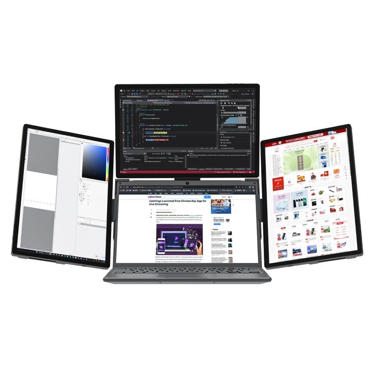 Moniteur portable triple écran Arie 14 pouces à écran étendu type de prise prise UE noir