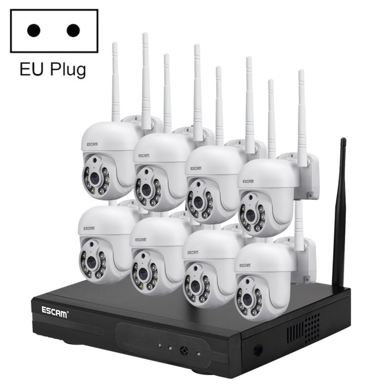ESCAM WNK718 HD 3 0 millions de pixels à 8 canaux sans fil 8IPC Système de sécurité NVR sans fil