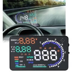A8 5.5 pouces Système d'avertissement de voiture OBDII HUD Projecteur d'affichage tête haute monté sur véhicule avec LED, prise en charge de la consommation de carburant et alarme de survitesse et température de l'eau et diagnostic de défaut