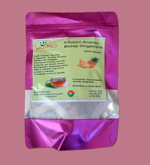 Infusion ananas bissap gingembre 100% naturel