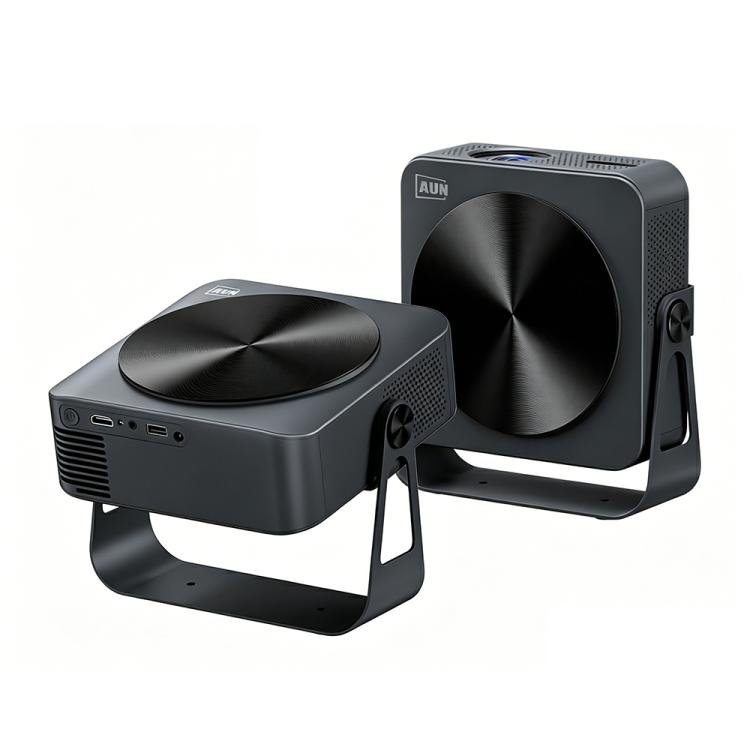 Projecteur intelligent AUN A005 1080P 760ANSI avec écran LCD et support, prise : prise UE (gris foncé)