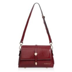Sac à bandoulière Baellerry N8943 Vintage en cuir ciré pour femme, petit format carré avec boucle en métal (rouge)