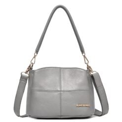 Sac bandoulière en cuir pour femme HUMERPAUL WB202, grande capacité (gris)
