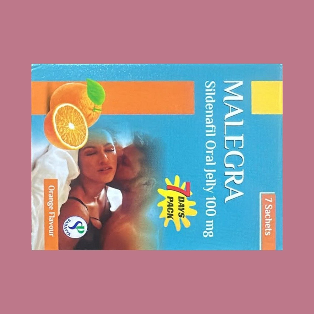 Gel oral MALEGRA saveur orange, sildénafil 100 mg, pack de 7 jours